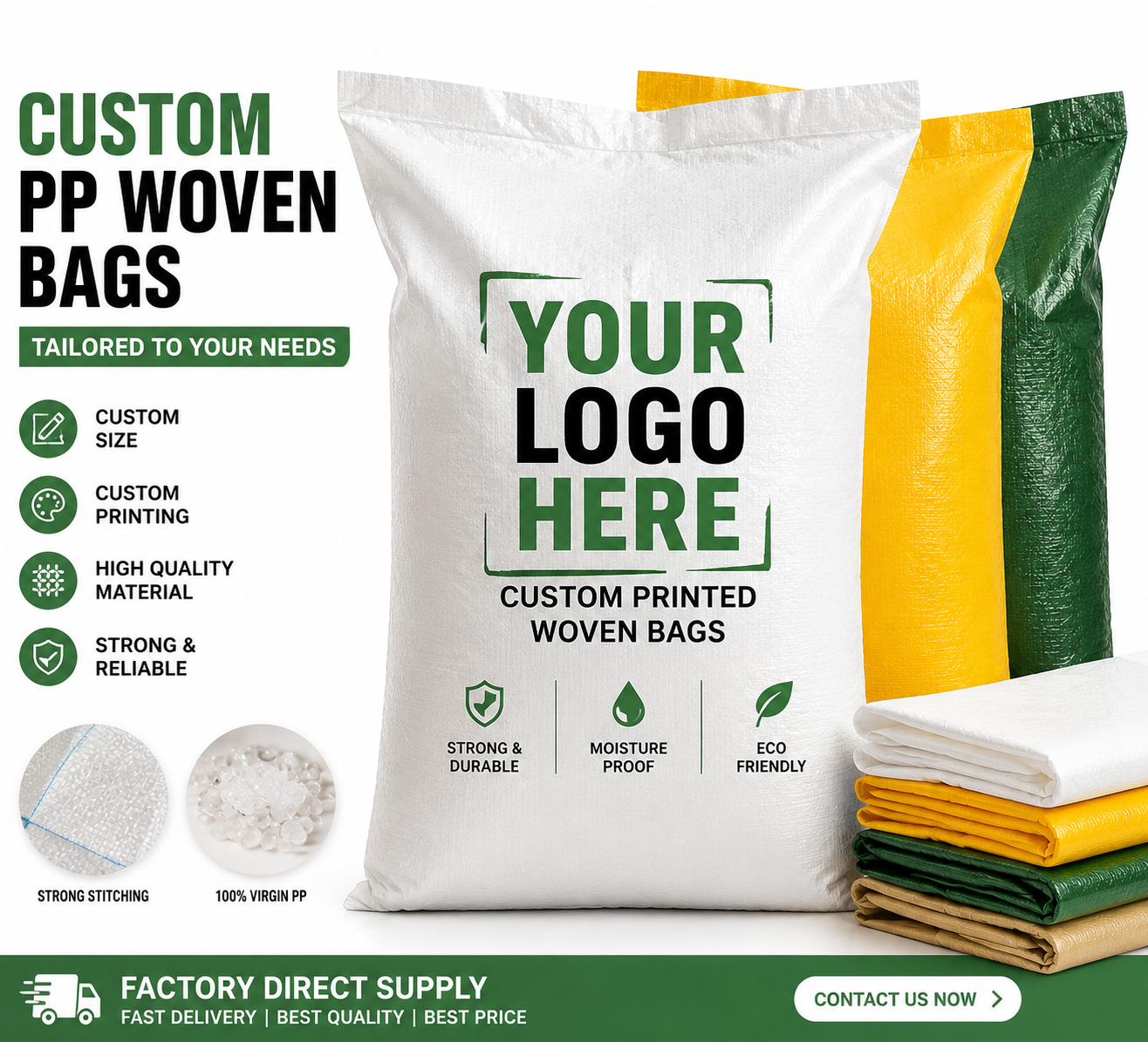 Custom PP Woven Bags Manufacturer – Durable Packaging Bags for Bulk Use